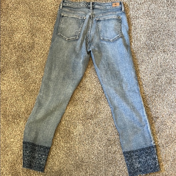 Ralph Lauren Blue Cropped Jeans with Embellished Hem - Picture 7 of 9